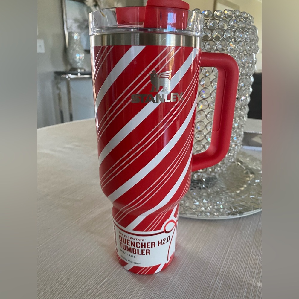 Stanley Candy Cane Striped Tumbler with Handle